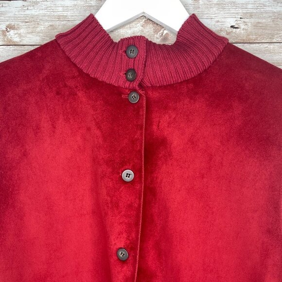 J. Jill XL Button Vest Red Ribbed Cotton Back Polyester Front​​​ - Picture 6 of 10